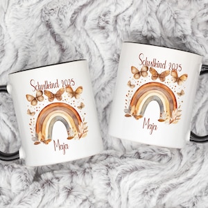 Schulkind 2025 Tasse mit Name – Personalisierte Einschulungstasse für Mädchen – Geschenk zum Schulanfang - Einschulung Tasse - Wunschname