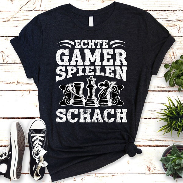 Echte Gamer Spielen Schach T-Shirt - Lustiges Geschenk für Schachspieler