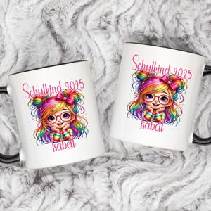 Schulkind 2025 Tasse personalisiert - Geschenk Einschulung Mädchen Junge – Tasse mit Namen Einschulungstasse Rot Rosa Schwarz