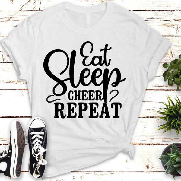 Eat Sleep Cheer Repeat T-Shirt - Lustiges Cheerleading-Shirt