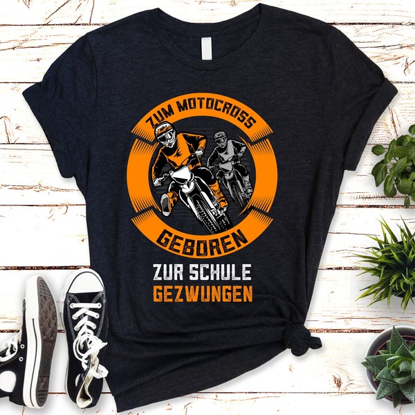 Vintage Motocross T-Shirt - Zum Motocross geboren, zur Schule gezwungen!