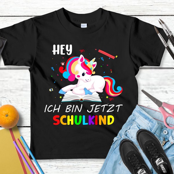 Lustiges T-Shirt "Hey, ich bin jetzt Schulkind! Einschulung" | Kinder Geschenk