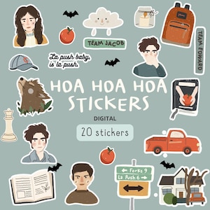Twilight Stickers, Seasonal Twilight, Twilight Forks Washington PNG, Cozy Season PNG, Hoa hoa hoa season, bella swan, Jacob, Edward Cullen