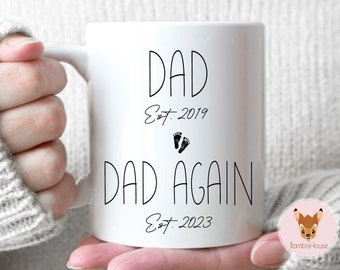 Dad, Dad Again - Pregnancy Announcement, Baby Announcement, 2nd Baby Announcement, Dad Again, Dad Gift, Dad Mug, Father's Day Gift, New Dad