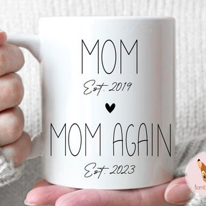 Mom, Mom Again - Pregnancy Announcement, Baby Announcement, 2nd Baby Announcement, Mom Again, Mom Gift, Mom Mug, Mother's Day Gift, New Mom