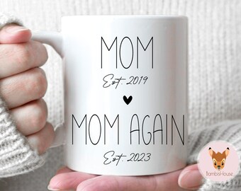 Mom, Mom Again - Pregnancy Announcement, Baby Announcement, 2nd Baby Announcement, Mom Again, Mom Gift, Mom Mug, Mother's Day Gift, New Mom