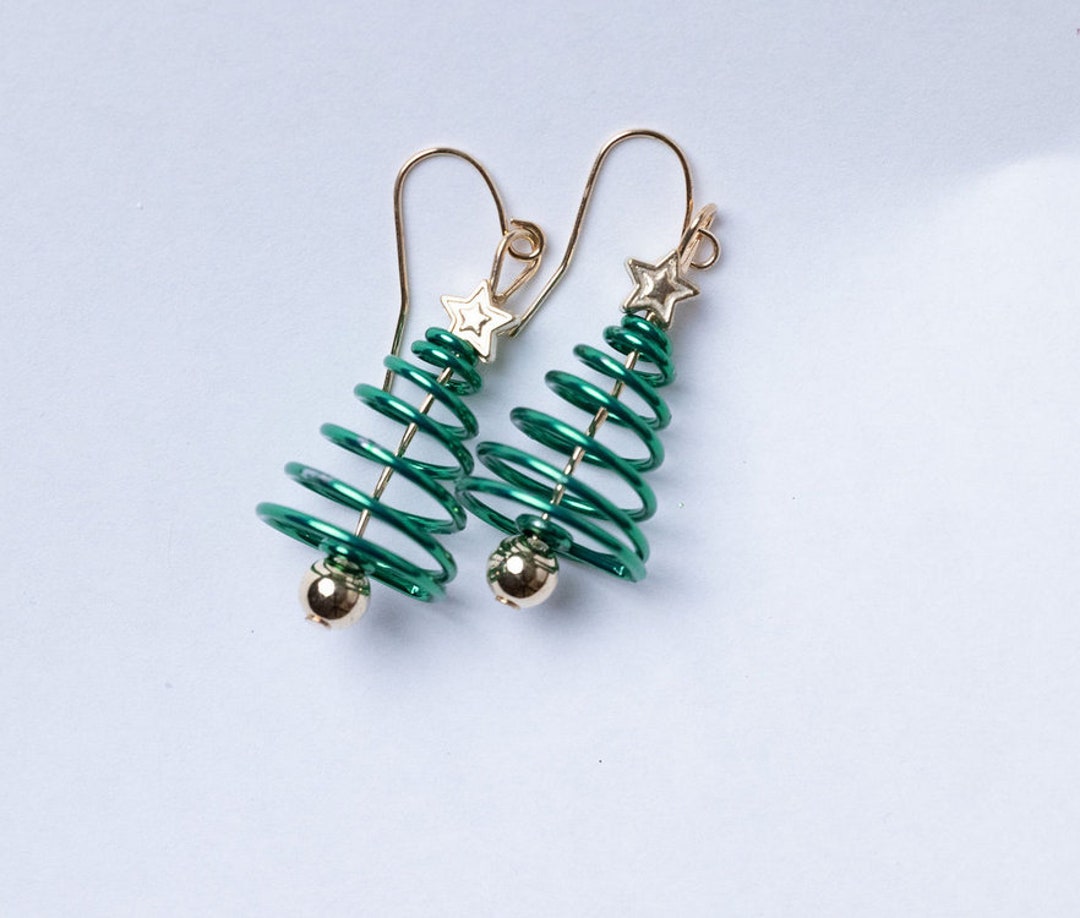 Christmas Tree Earrings Holiday Jewelry Holiday Season Earrings Etsy