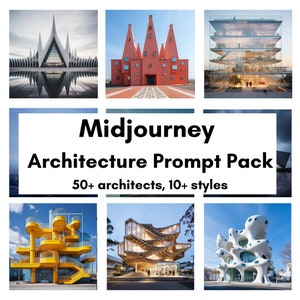 Midjourney Architecture Prompt Pack, Midjourney Prompt, Midjourney AI Art, Learn Midjourney, Digital Art, AI Generate Print