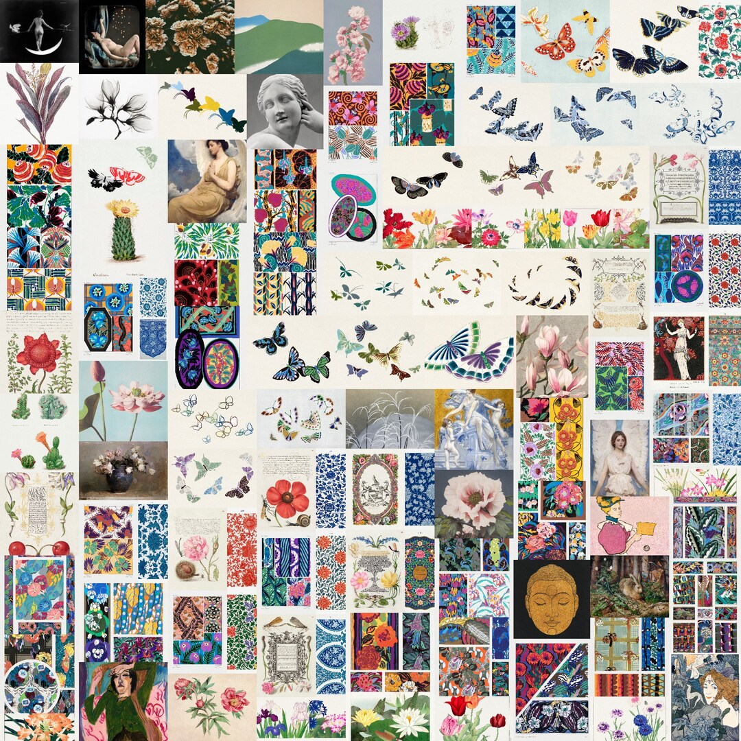 Vintage Aesthetic Wall Collage Kit Vintage Art Wall Decor Zoological