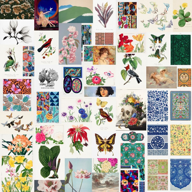 Vintage Aesthetic Wall Collage Kit Vintage Art Wall Decor Etsy