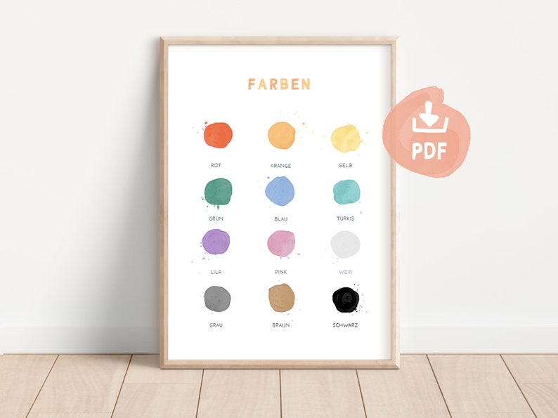 Learning Poster Colors Montessori I Wall Decoration Children's Room I ...