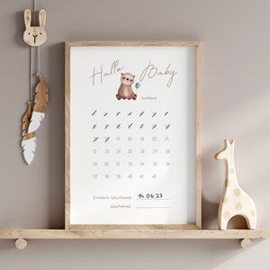 Baby Countdown Karte | Babyparty Geschenk | Schwangerschafts Geschenk