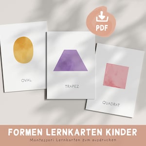 Lernkarten Montessori Formen | Formenkarten Kinder zum ausdrucken | Spielerisch Lernen | Digitaler Download