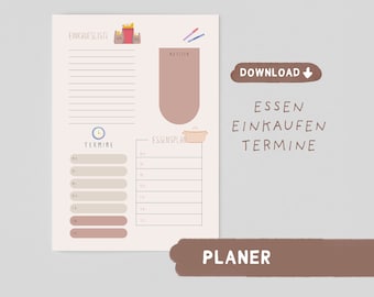 Plan de comidas del planificador semanal | Comidas, compras y citas | Plantilla de planificador imprimible