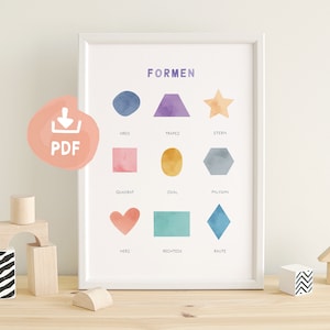 Learning Poster Shapes Montessori I Wall Decoration Children&#39;s Room I Digital Download PDF