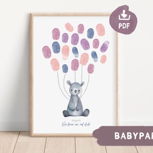 Babyparty Gästebuch Poster | Babyparty Gäste Karte Koala | Babyshower Geschenk zum ausdrucken PDF
