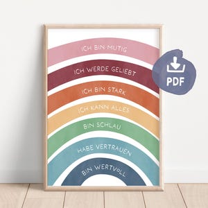Affirmationen Kinder deutsch Regenbogen | Poster Affirmationen für Kinder | positive Glaubenssätze | Geschenk Kinder | digitaler Download