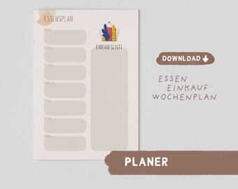 Planificador de comida y compras | Plan de alimentación semanal | Plantilla de plan de alimentación imprimible