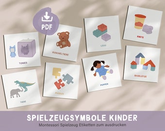 Toy labels children's room, Montessori organization, toy label to print out