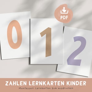 Lernkarten Montessori Zahlen | Zahlenkarten bis 20 zum ausdrucken | Spielerisch Lernen | Digitaler Download