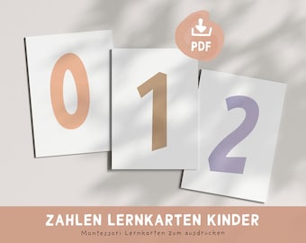 Lernkarten Montessori Zahlen | Zahlenkarten bis 20 zum ausdrucken | Spielerisch Lernen | Digitaler Download