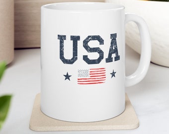 USA mug, 4th of July mug, Independence Day mug, America Mug, usa flag mug, Fourth of July gifts, 11 oz ceramic mug, USA coffee mug, usa gift
