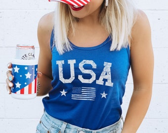 4th of July Tanks, 4th of July Tanks Women, Distressed USA Tank, Womens Fourth of July Tank, 4th of July Shirt Women Tanks, USA Tank Top