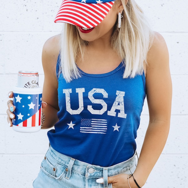 4th of July Tanks, 4th of July Tanks Women, Distressed USA Tank, Womens Fourth of July Tank, 4th of July Shirt Women Tanks, USA Tank Top