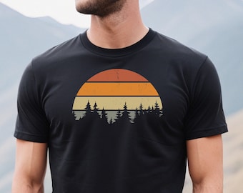 Camping Gift Shirt, Sunset Themed Shirt, Forest Themed Shirt, Tree Shirt, Wilderness tee, Pine Tree t-shirt, camping shirt, Gift for Camper
