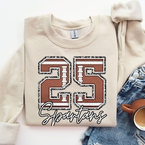 Personalized Football Sweatshirt, Custom Football Mom Sweater, Football Fan Pullover, Football Number Sweatshirt, Football Team Crewneck