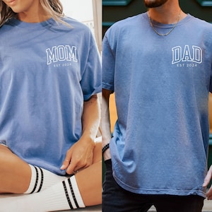 Custom mom and dad shirts, Comfort Colors dad and mom shirt, New Dad Shirt, Mom est 2025,  New mom and dad gift, pregnancy reveal, Dad to Be