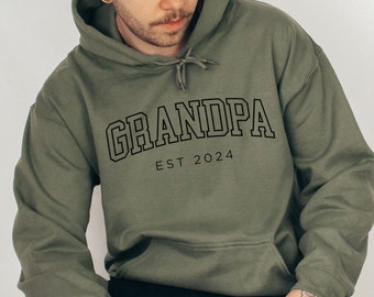 Personalized Grandpa Sweatshirt, Grandpa Est 2024 Hoodie, Custom Grandpa Hoodie, Pregnancy Announcement, Gift for Grandpa, Fathers Day Shirt