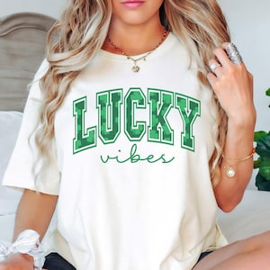 St. Patricks Day Shirt, Green Lucky Shirt, Lucky Vibes Tee, Irish St. Pattys Day Gift, Green Shamrock Tee, Four Leaf Clover, Shenanigans