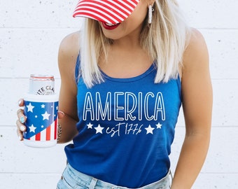 4th of July Tanks, 4th of July Tanks Women, America Tank Top, Womens Fourth of July Tank, USA Racerback, 4th of July Shirt Women Tank Top