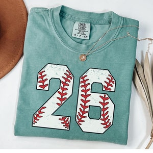 Chemise avec numéro de baseball personnalisé, Couleurs confort baseball, Chemise de joueur de baseball personnalisée, Cadeau baseball, T-shirt de fan de baseball, T-shirt pour maman sportive