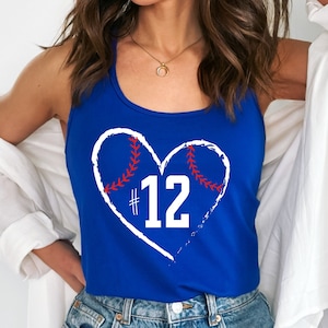 Custom Baseball Number Tank Top, Personalized Baseball Mom Tank, Cute Baseball Racerback Tank Top, Game Day Shirt, Custom Baseball Racerback