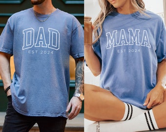Custom mom and dad shirts, Comfort Colors dad and mom shirt, New Dad Shirt, Mom est 2024,  New mom and dad gift, pregnancy reveal, Dad to Be