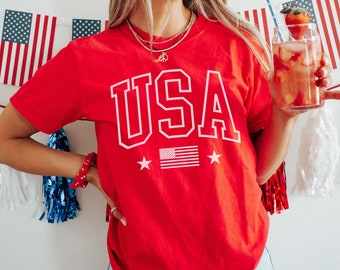 Camiseta USA Comfort Colors, camiseta del 4 de julio, camiseta del 4 de julio, camiseta grande de EE. UU., camiseta con la bandera estadounidense, camiseta patriótica, camiseta del Día de la Independencia