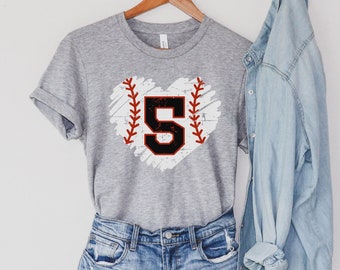 Custom Baseball Number Shirt, Personalized Baseball Mom Shirt, Baseball Fan Shirt, Cute Baseball Heart Shirt, Baseball Girlfriend Shirt Tee