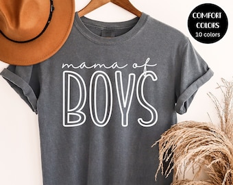 Comfort Colors Raising Boys Shirt, Outnumbered by Boys Shirt, Cute Mom of Boys Shirt, Oversized Mom Shirt, Gift for new Mom, Mom Gift, Mom T