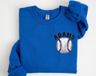 Custom Baseball Sweatshirt, Personalized Baseball Crewneck, Baseball Pocket Tee, Baseball Mom Sweater, Baseball Team Shirt, Baseball Gift