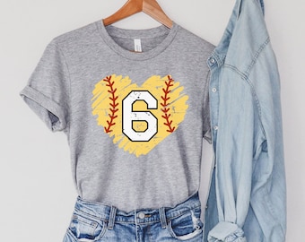 Custom Softball Number Shirt, Softball Heart Shirt, Softball Mom Shirt, Softball Team Shirt, Personalized Softball Shirt, Softball Fan Shirt