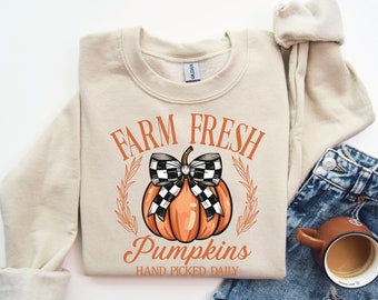 Farm Fresh Pumpkins Sweatshirt, Fall Market Sweatshirt, Women's Fall Sweatshirt, Pumpkin Patch Shirt, Fall Crewneck, Cute Fall Pullover