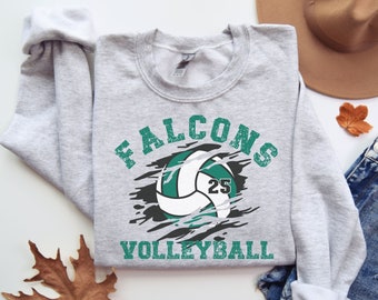 Sudadera de voleibol personalizada, sudadera de cuello redondo personalizada para mamá de voleibol, sudadera para fan de voleibol, sudadera con número de voleibol, camiseta personalizada del equipo