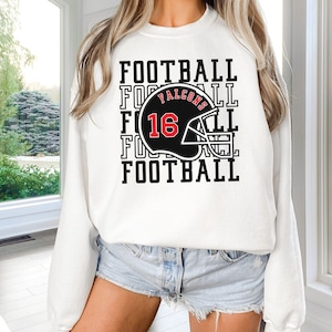 Custom Football Sweatshirt, Personalized Football Mom Crewneck, Football Fan Pullover, Football Number Sweatshirt, Custom Football Team Tee