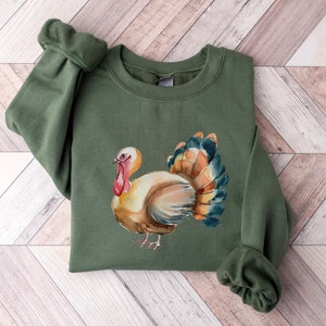 Watercolor Turkey Sweatshirt, Thanksgiving Turkey Sweater, Womens Fall Crewneck, Autumn Sweatshirt, Turkey Day Sweatshirt, Cute Turkey Shirt