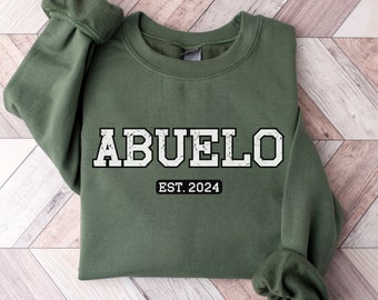 Personalized Abuelo Est Sweatshirt, Custom Abuelo Crewneck, Gift for Abuela, Abuelo est 2024, Pregnancy Announcement, Abuelo Gift