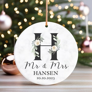 Personalized Wedding Ornament, Custom First Christmas Married 2025 Ornament, Mr and Mrs Ornament, Newlywed gift, Wedding Date Keepsake