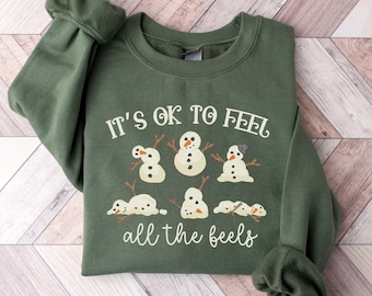 Mental Health Christmas Sweatshirt, It's Ok To Feel All the Feels, Mental Health Awareness, Christmas School Psychologist, School Counselor