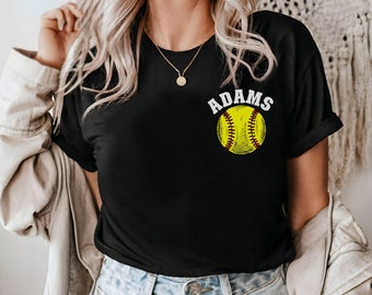 Personalized Softball Shirt, Softball Mom Shirt, Custom Softball Tee, Softball Pocket Tee, Game Day Shirt, Custom Softball Team Shirt